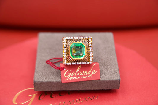 Anello Cocktail anni 50 con smeraldo