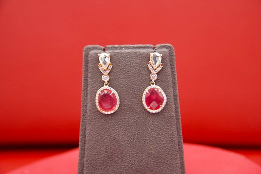 Contemporary ruby and diamond earrings