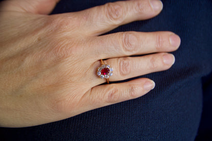Anello margherita con rubino fine '800 inizi '900