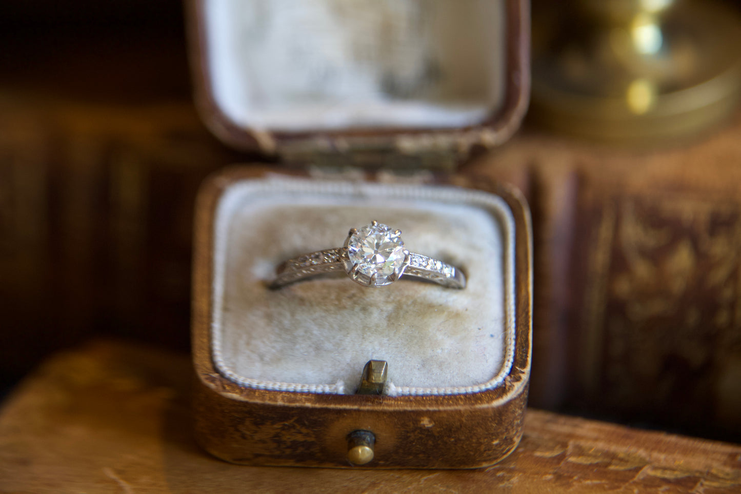 Engraved 1920s platinum solitaire