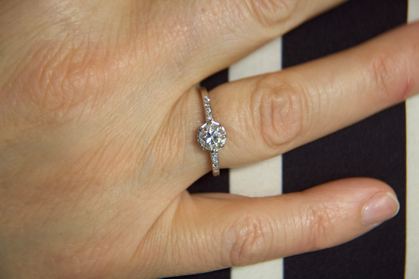 Engraved 1920s platinum solitaire