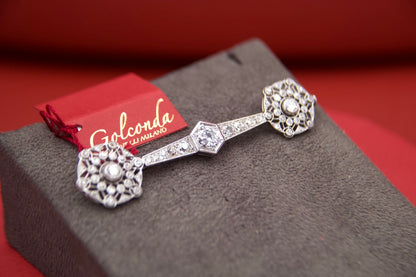 Spilla Art Decò barretta rosoni