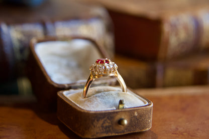 Anello margherita con rubino fine '800 inizi '900