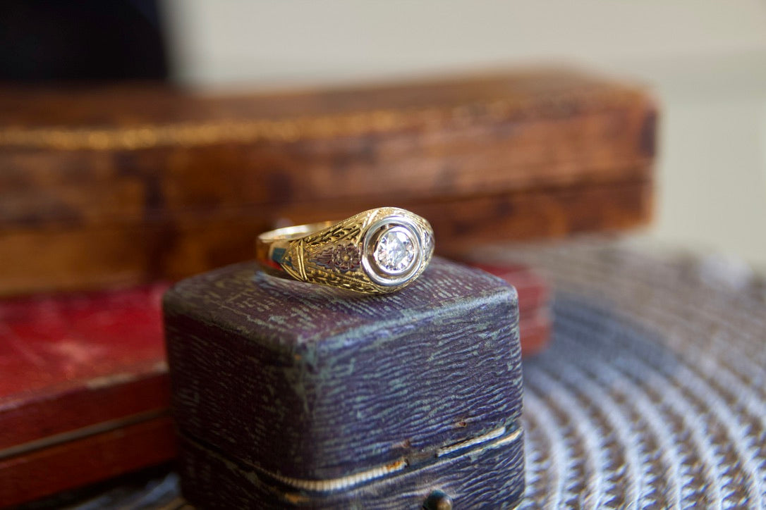 Anello solitario UNISEX "Art Nouveau"