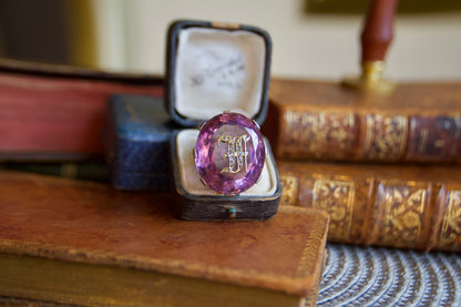 Ring with amethyst and monogram