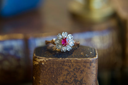 Art Nouveau Ruby Flower Ring
