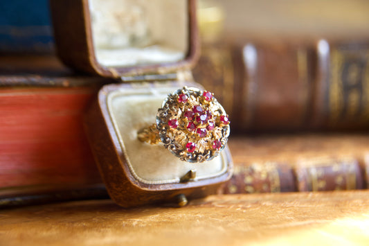 Anello bouquet di rubini