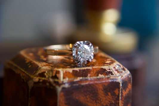 Solitario con diamante 0,50 ct prima meta 900'
