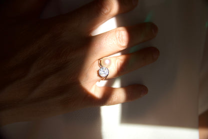 Anello toi &  moi con diamante e perla