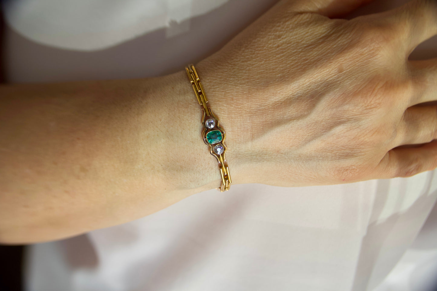 Bracciale Liberty con smeraldo e diamanti