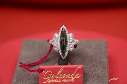 Ring with green Tourmaline and diamonds