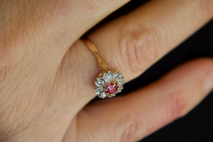 Art Nouveau Ruby Flower Ring