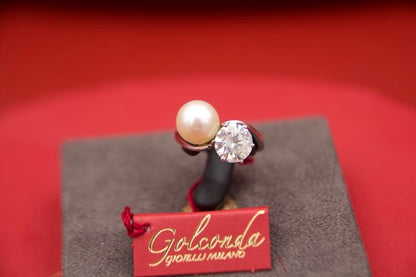 Anello toi &  moi con diamante e perla