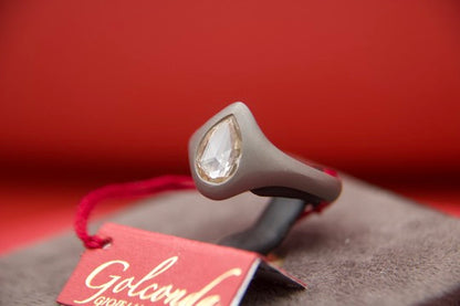 Titanium solitaire ring with rose-cut diamond
