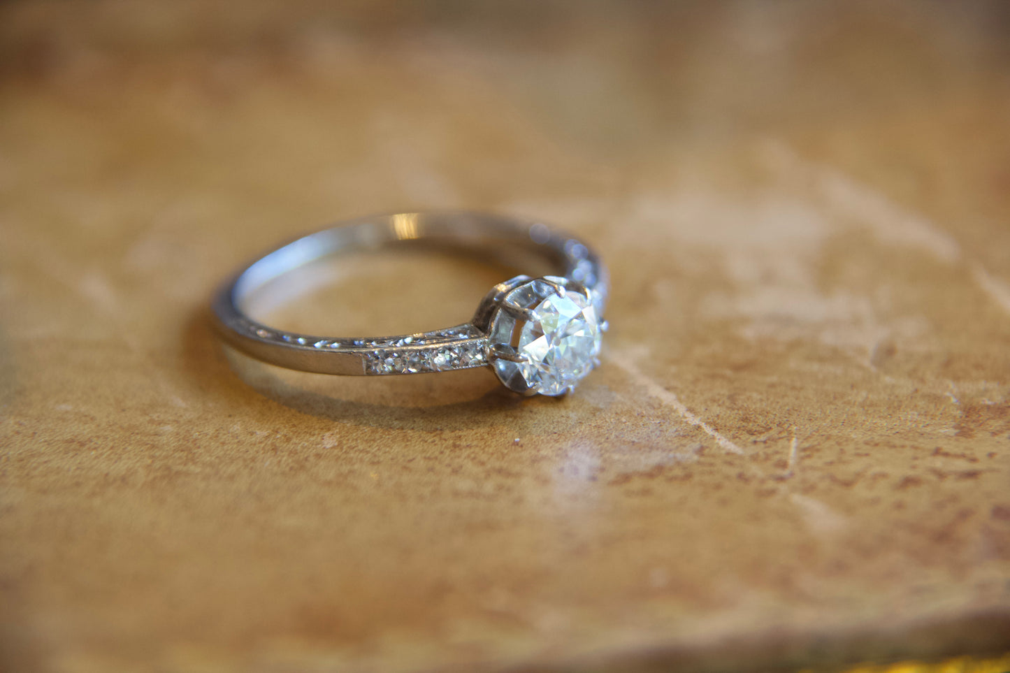 Engraved 1920s platinum solitaire
