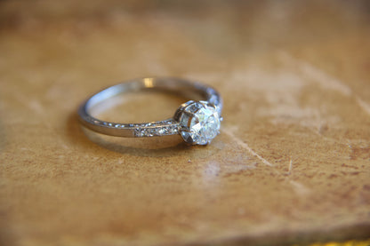 Engraved 1920s platinum solitaire