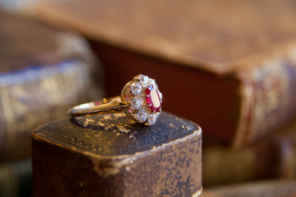 Anello margherita con rubino fine '800 inizi '900