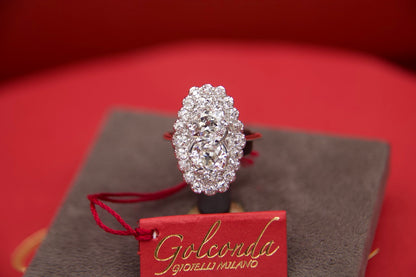 Anello Cluster anni 60' con diamanti taglio antico