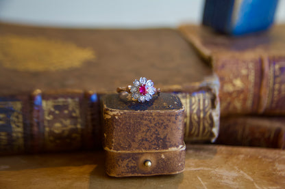 Art Nouveau Ruby Flower Ring