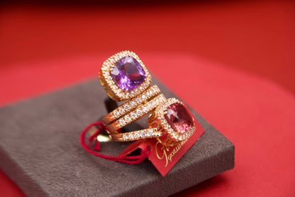 Anello toi moi con tormalina e ametista