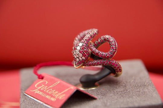 Snake Ring with Rubies and Diamonds