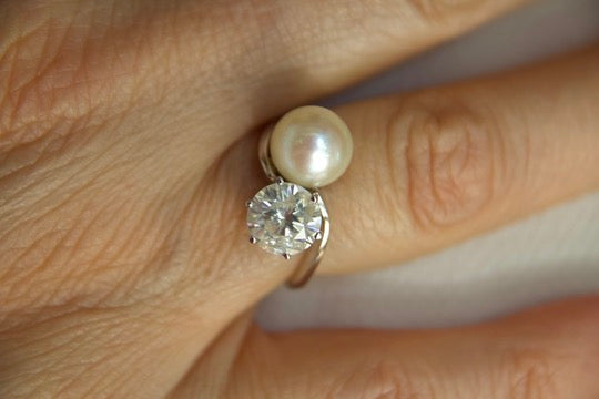 Anello toi &  moi con diamante e perla