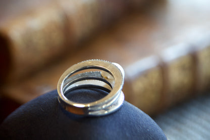 Anello tre fasce con perla e diamanti
