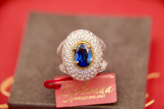 Anello pavè con zaffiro