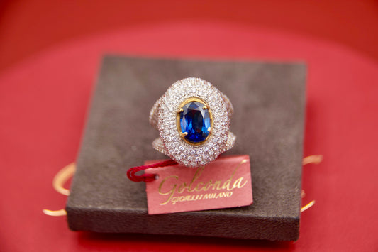 Anello pavè con zaffiro