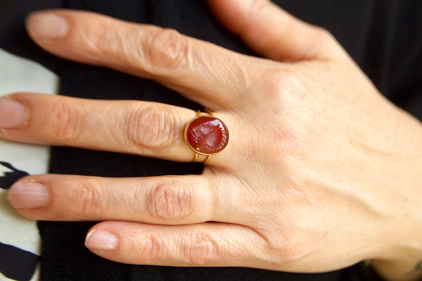 Vintage Ring with "Carnelian Engraved"