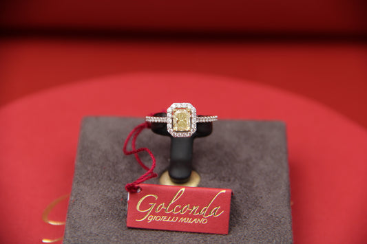 Halo style ring with fancy diamond