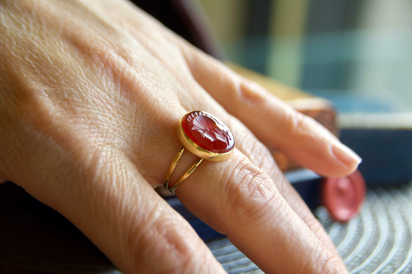 Vintage Ring with "Carnelian Engraved"