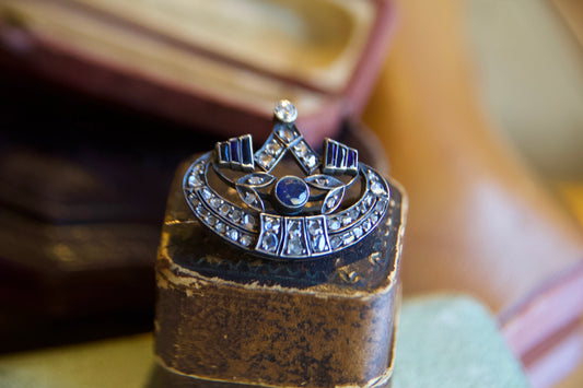 Antique "Liberty" Brooch with Diamonds and Sapphires