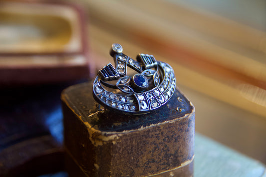 Antique "Liberty" Brooch with Diamonds and Sapphires