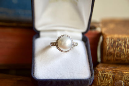 Anello  halo con perla South Sea