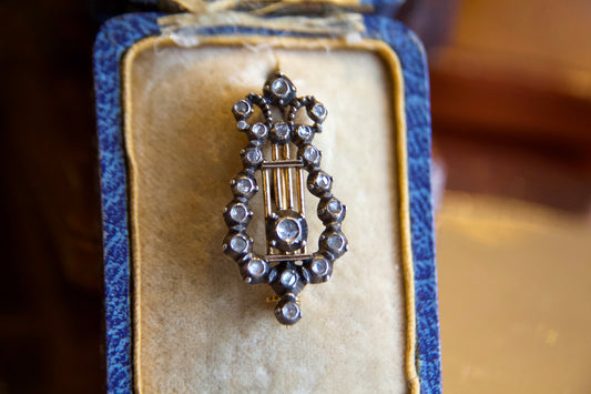 Antique "Lyre" Brooch with Diamonds