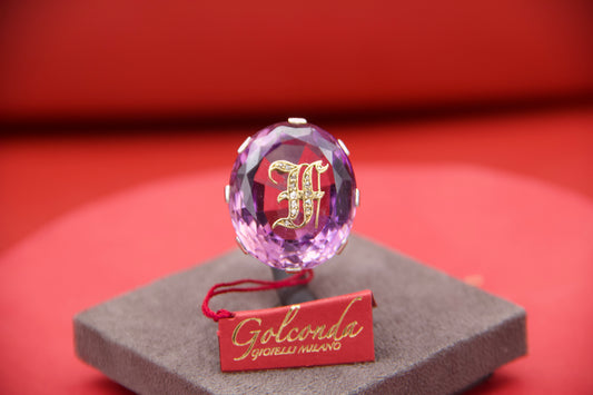 Ring with amethyst and monogram