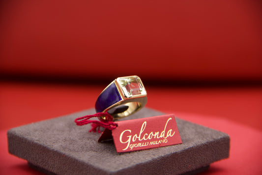 Ring with enamel and heliodor