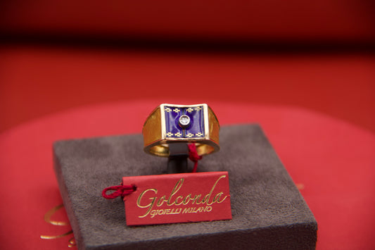 Enamel and diamond ring