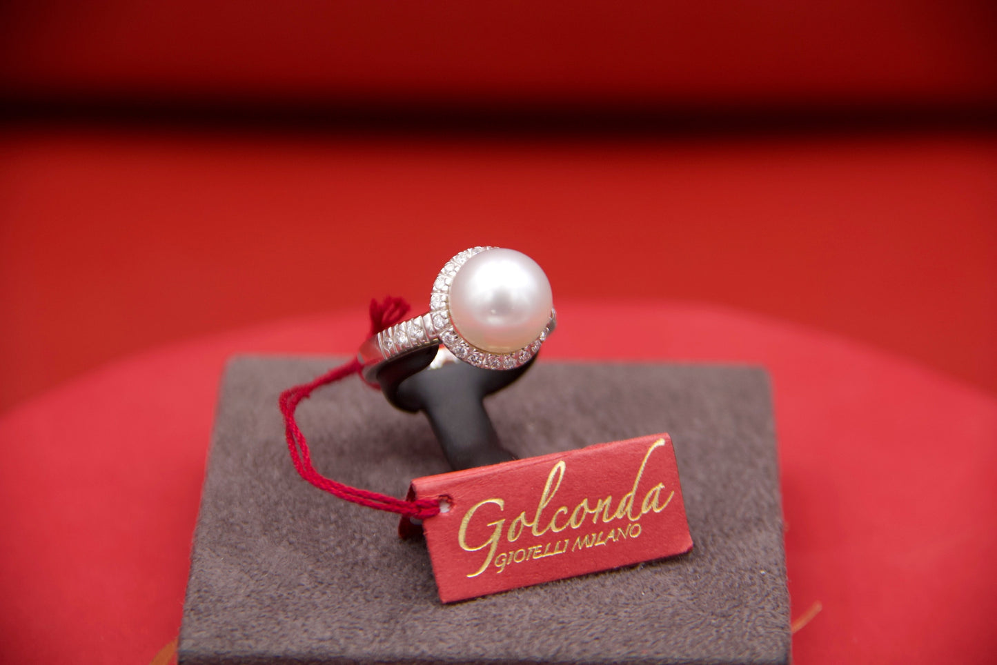 Anello  halo con perla South Sea