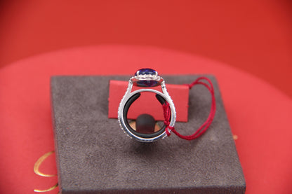 "HALO" model ring with natural sapphire "NO HEAT"