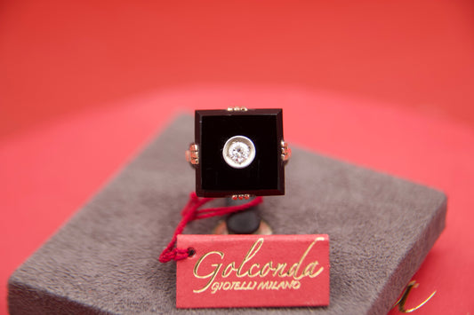 Anello art decò con onice e diamante