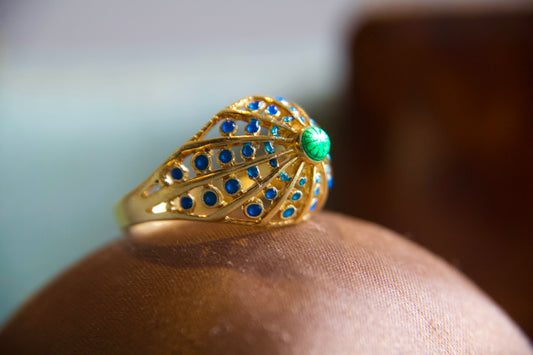 Vintage "Dome" Ring with Enamels