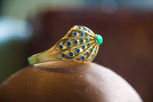 Vintage "Dome" Ring with Enamels