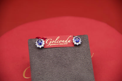 Daisy earrings with sapphires