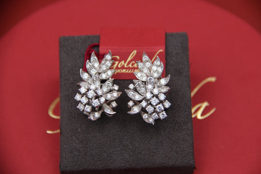 Leaf-shaped diamond earrings