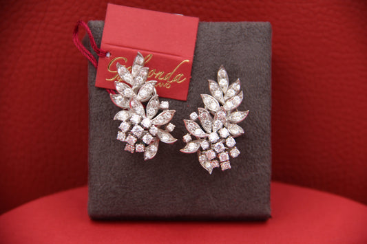 Leaf-shaped diamond earrings