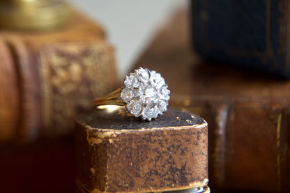 Anello Margherita "Daisy Ring" Liberty in Oro 18kt con Diamanti Taglio Antico