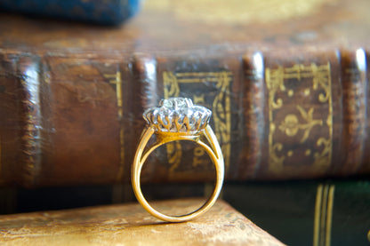 Anello Margherita "Daisy Ring" Liberty in Oro 18kt con Diamanti Taglio Antico