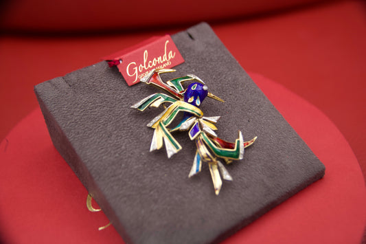 Enamel Hummingbird Brooch